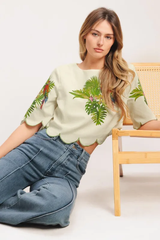 Island Elegance Woven Crop Top made by Flying Tomato