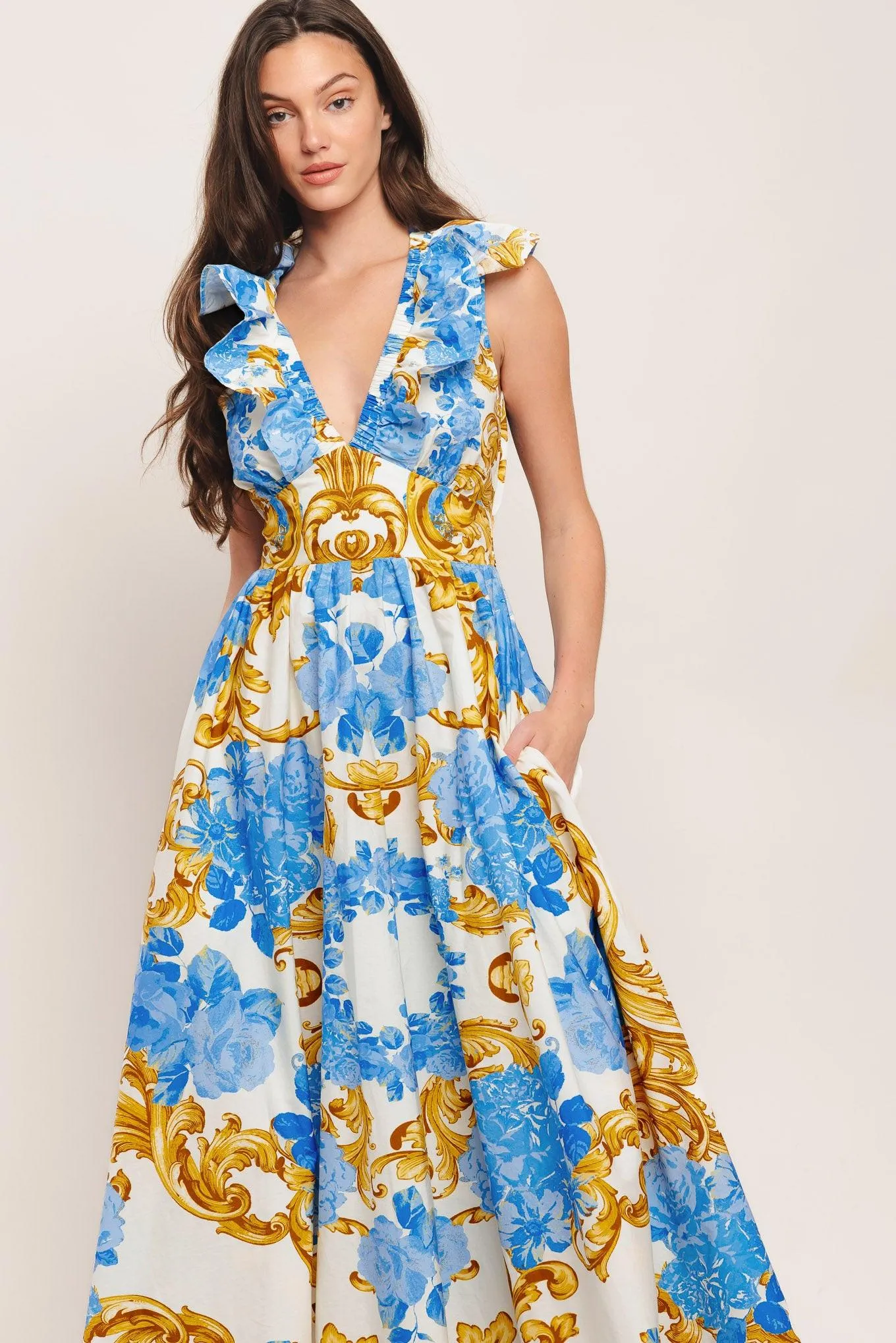 Baroque Bloom Woven Midi Dress sold by Zulily product image thumbnail 5
