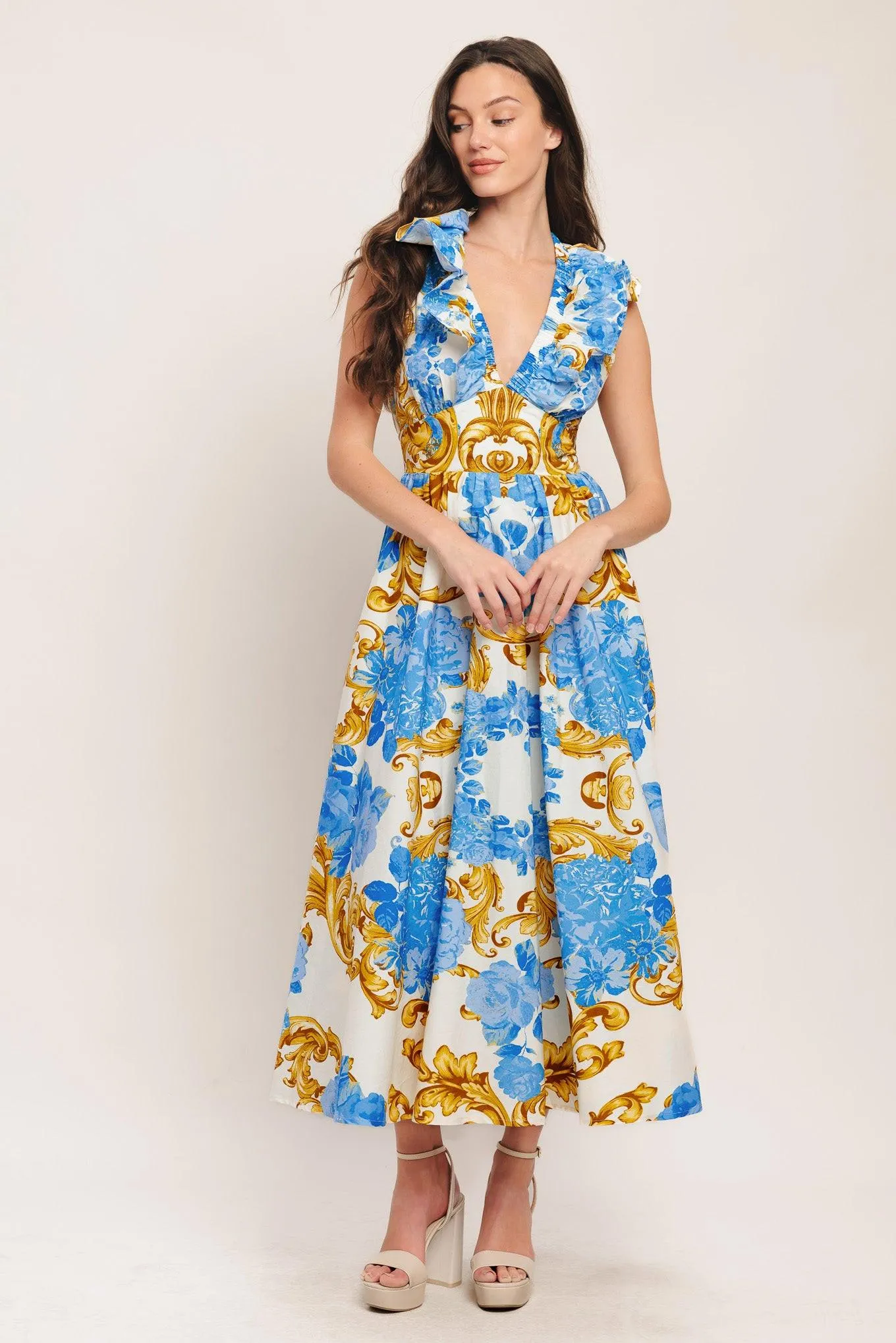 Baroque Bloom Woven Midi Dress sold by Zulily product image thumbnail 3