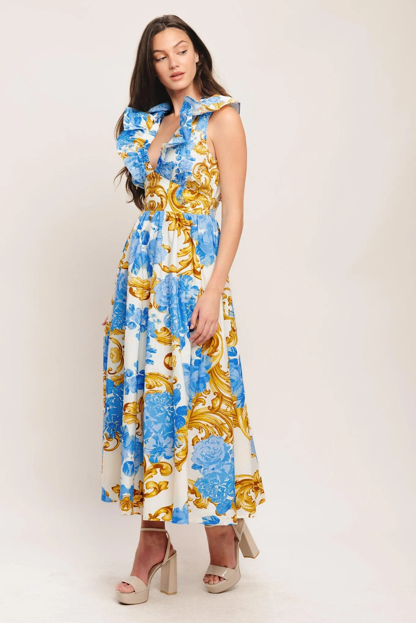 Baroque Bloom Woven Midi Dress sold by Zulily product image thumbnail 4