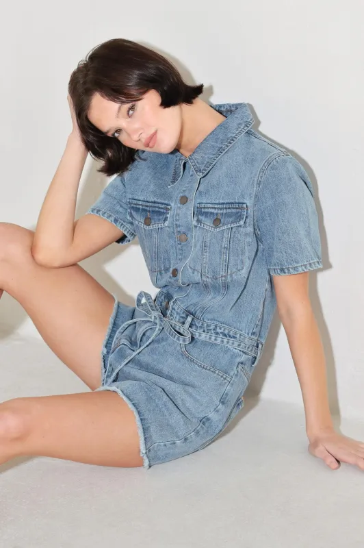 Laidback Luxe Denim Romper made by Flying Tomato