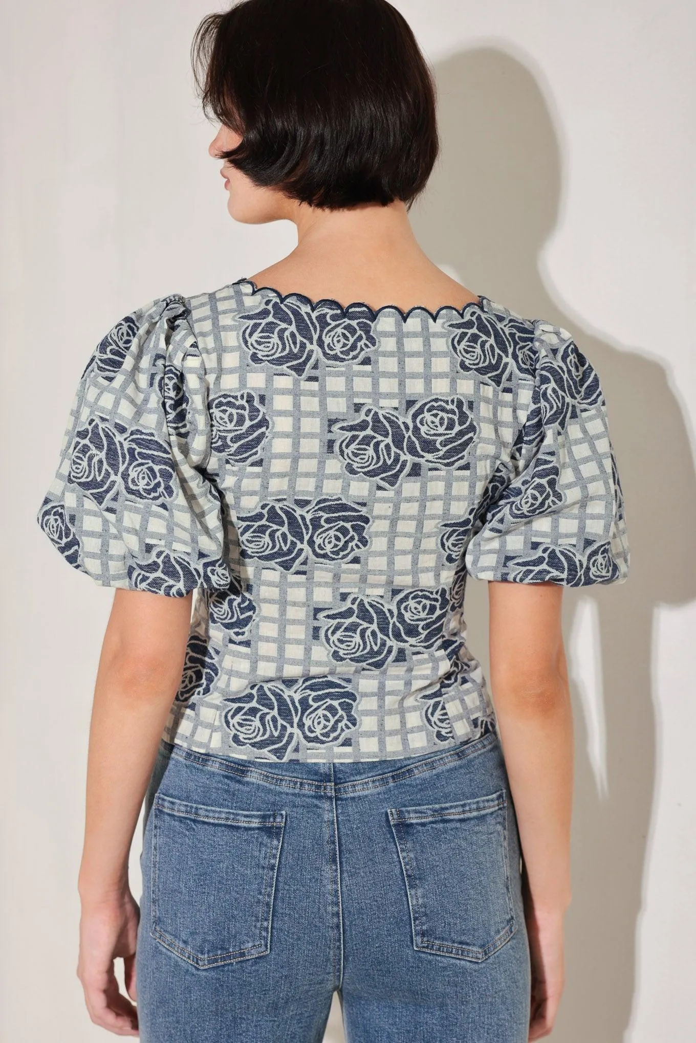 Sweet Check Romance Woven Jacquard Top sold by Zulily product image thumbnail 2