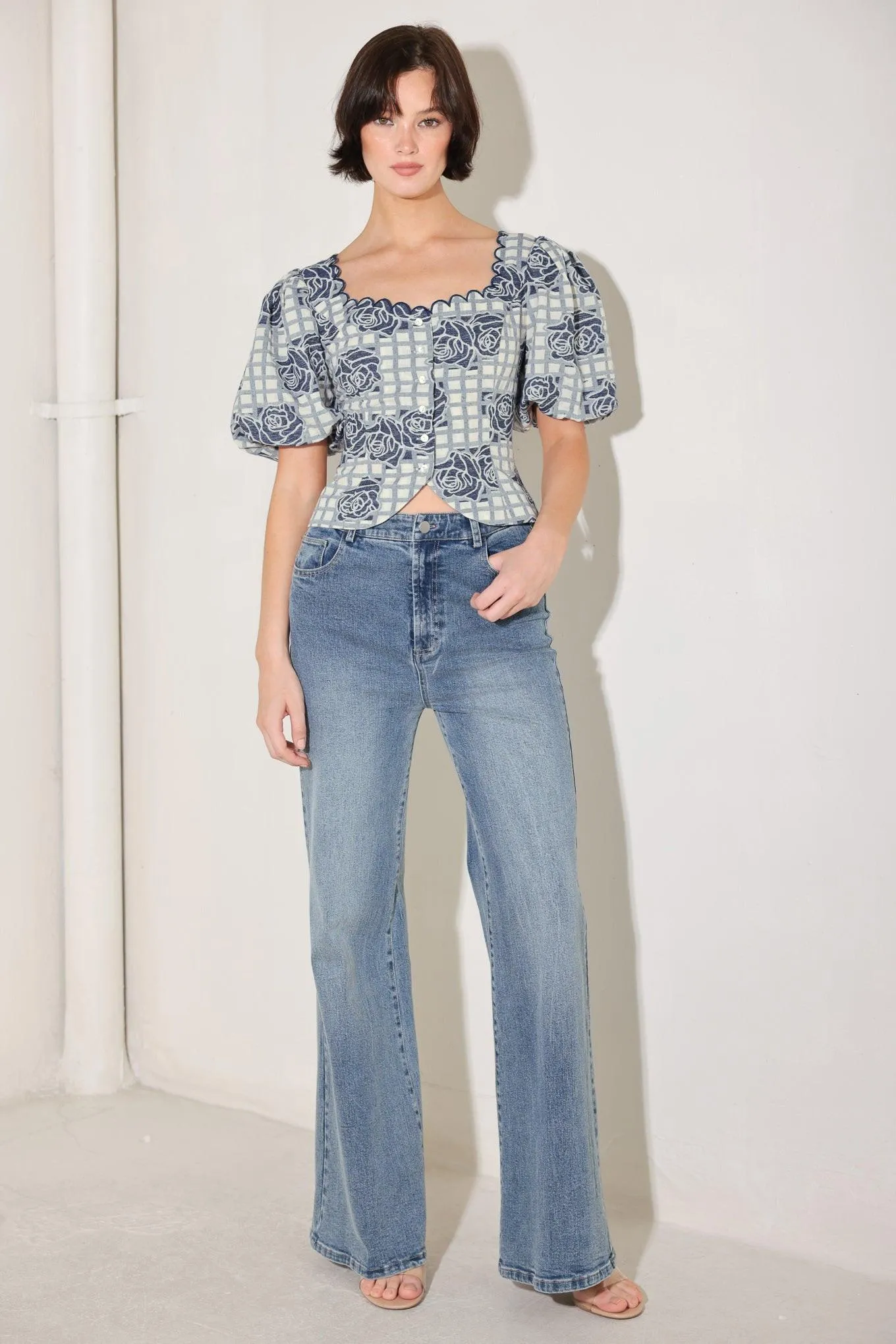Sweet Check Romance Woven Jacquard Top sold by Zulily product image thumbnail 3