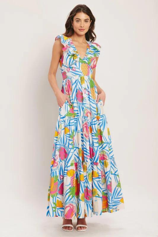 Pineapple Paradise Woven Maxi Dress made by Flying Tomato