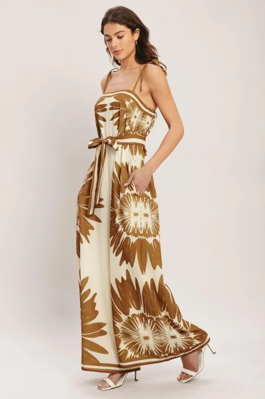 Desert Sunburst Woven Jumpsuit made by Flying Tomato