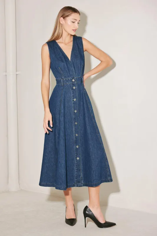Paris in Denim Midi Dress made by Flying Tomato