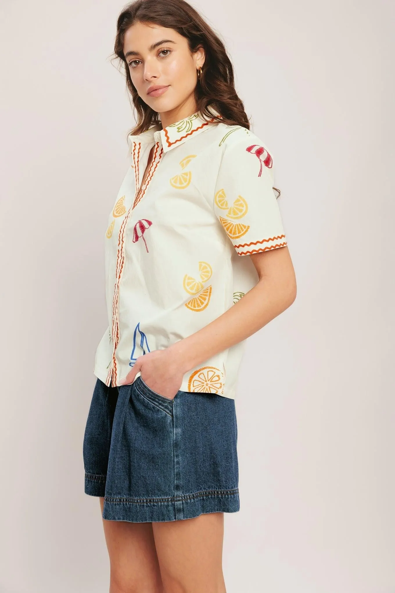 Beach Day Citrus Woven Top sold by Zulily product image thumbnail 3