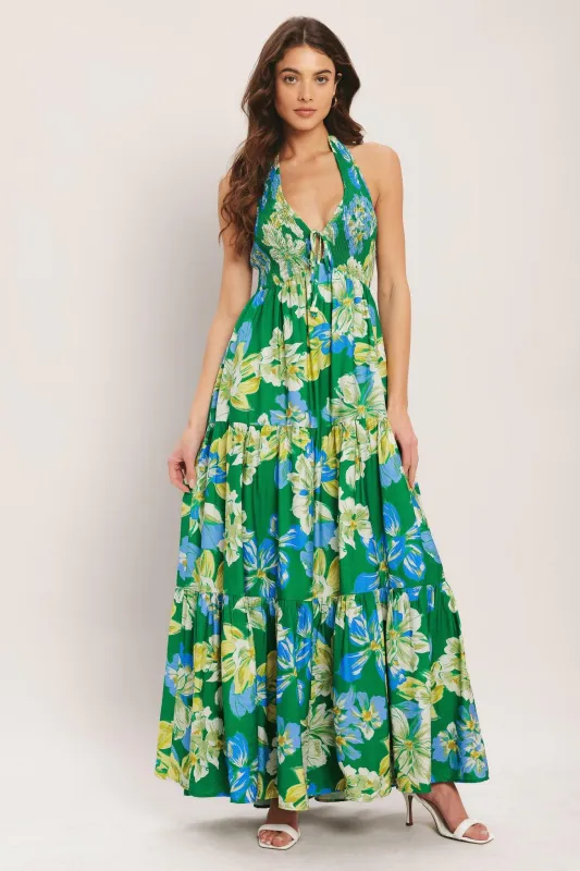 Palm Shore Bloom Woven Maxi Dress made by Flying Tomato