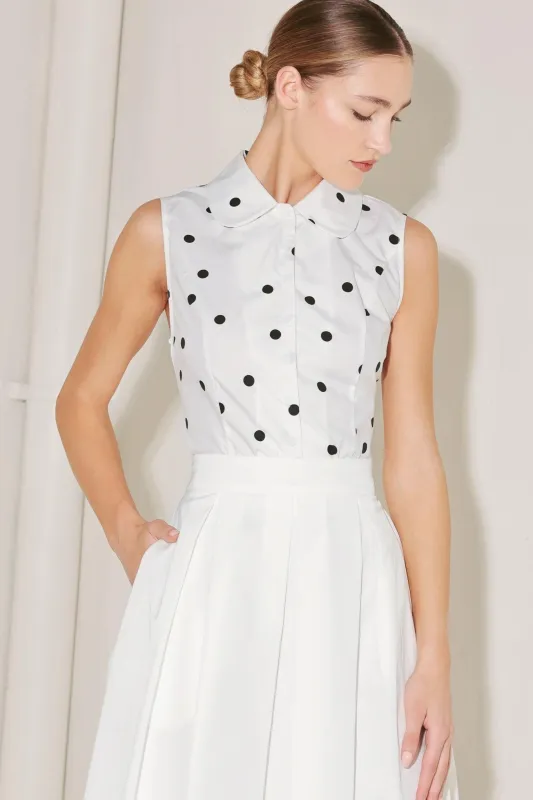 Café Noir Polka Woven Top made by Flying Tomato