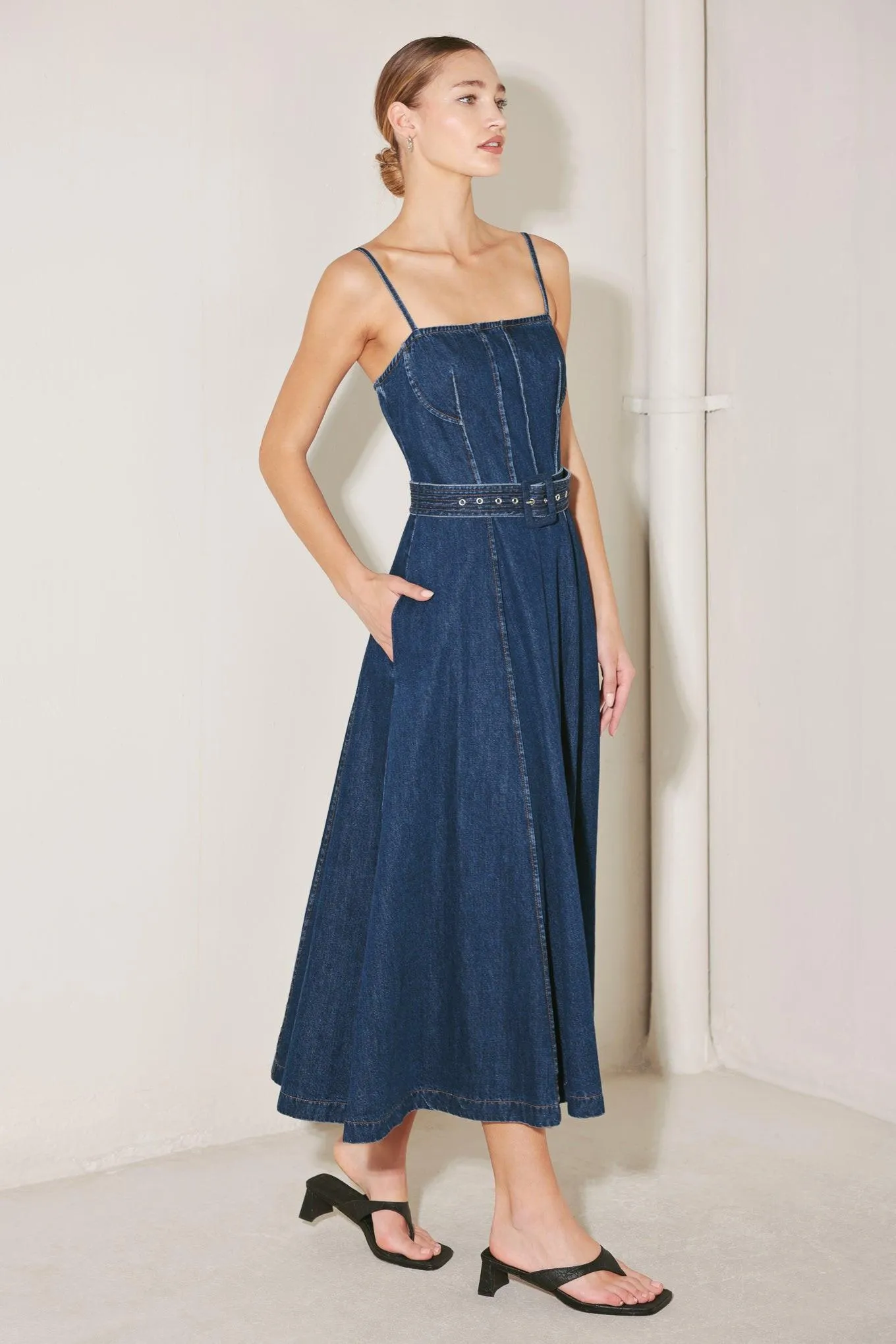 Understated Icon Denim Midi Dress sold by Zulily product image thumbnail 5