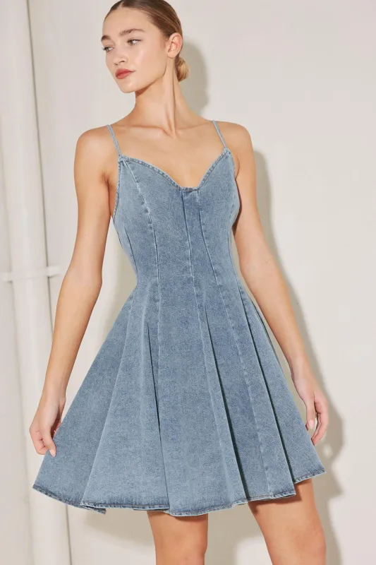Summer Heartbeat Denim Mini Dress made by Flying Tomato