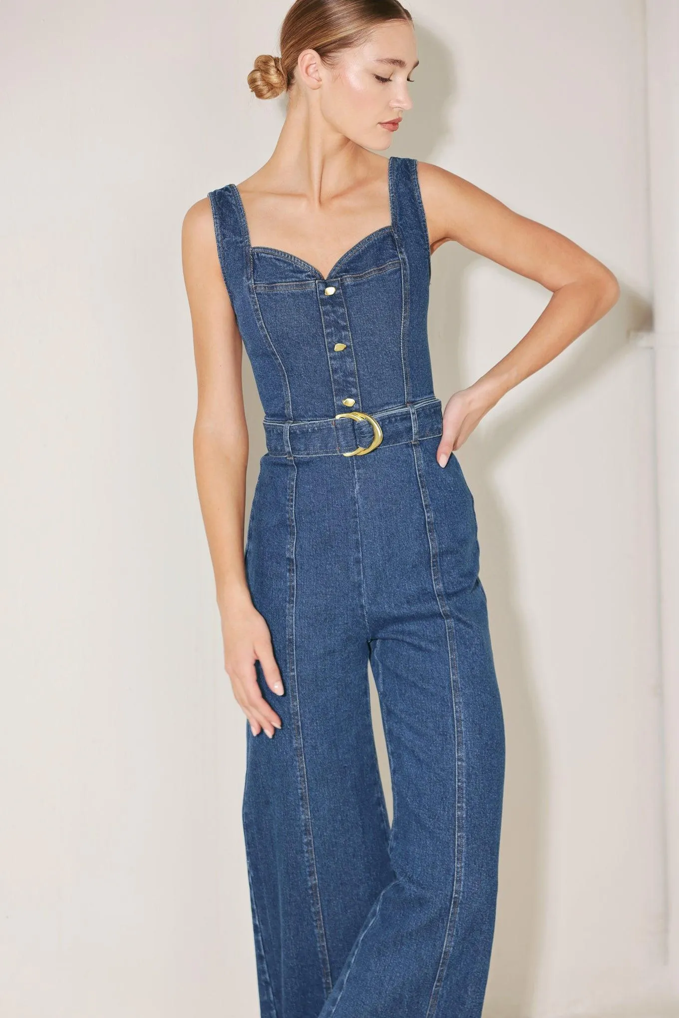 Westside Glam Denim Jumpsuit sold by Zulily product image thumbnail 4