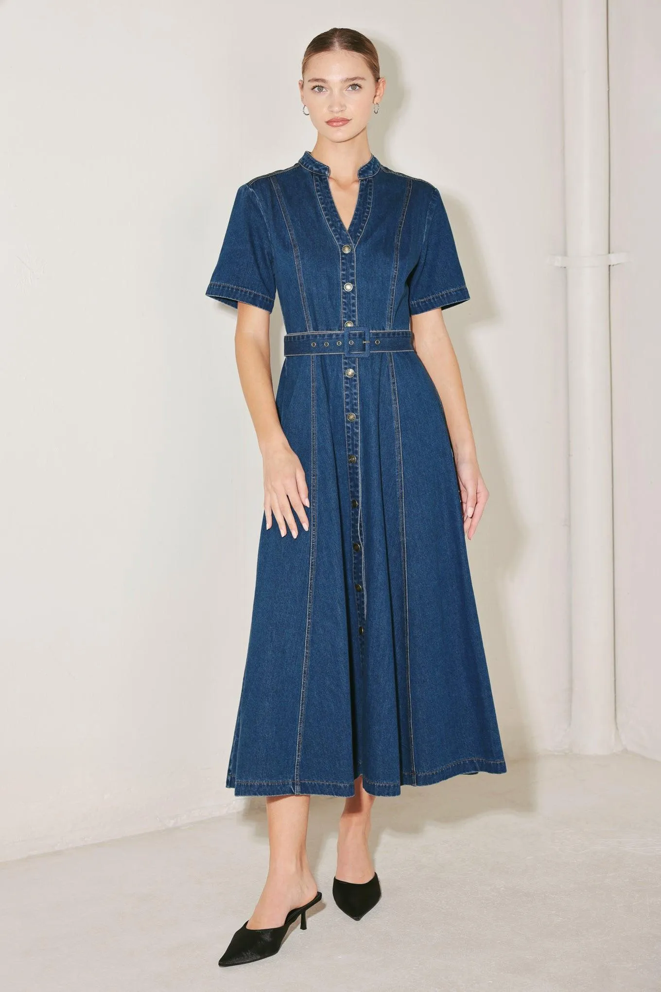 Saturn Street Denim Midi Dress sold by Zulily product image thumbnail 5