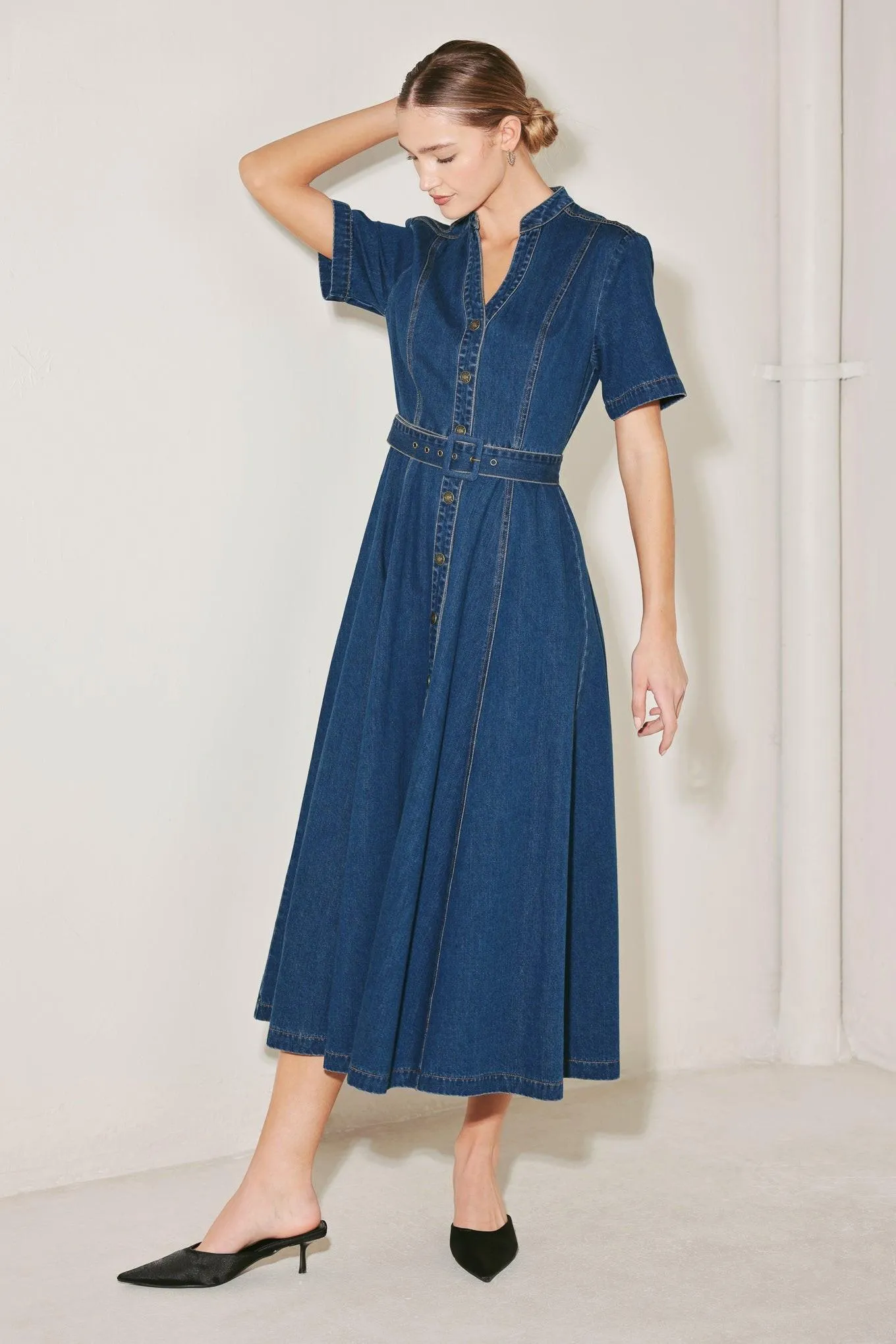 Saturn Street Denim Midi Dress sold by Zulily product image thumbnail 4