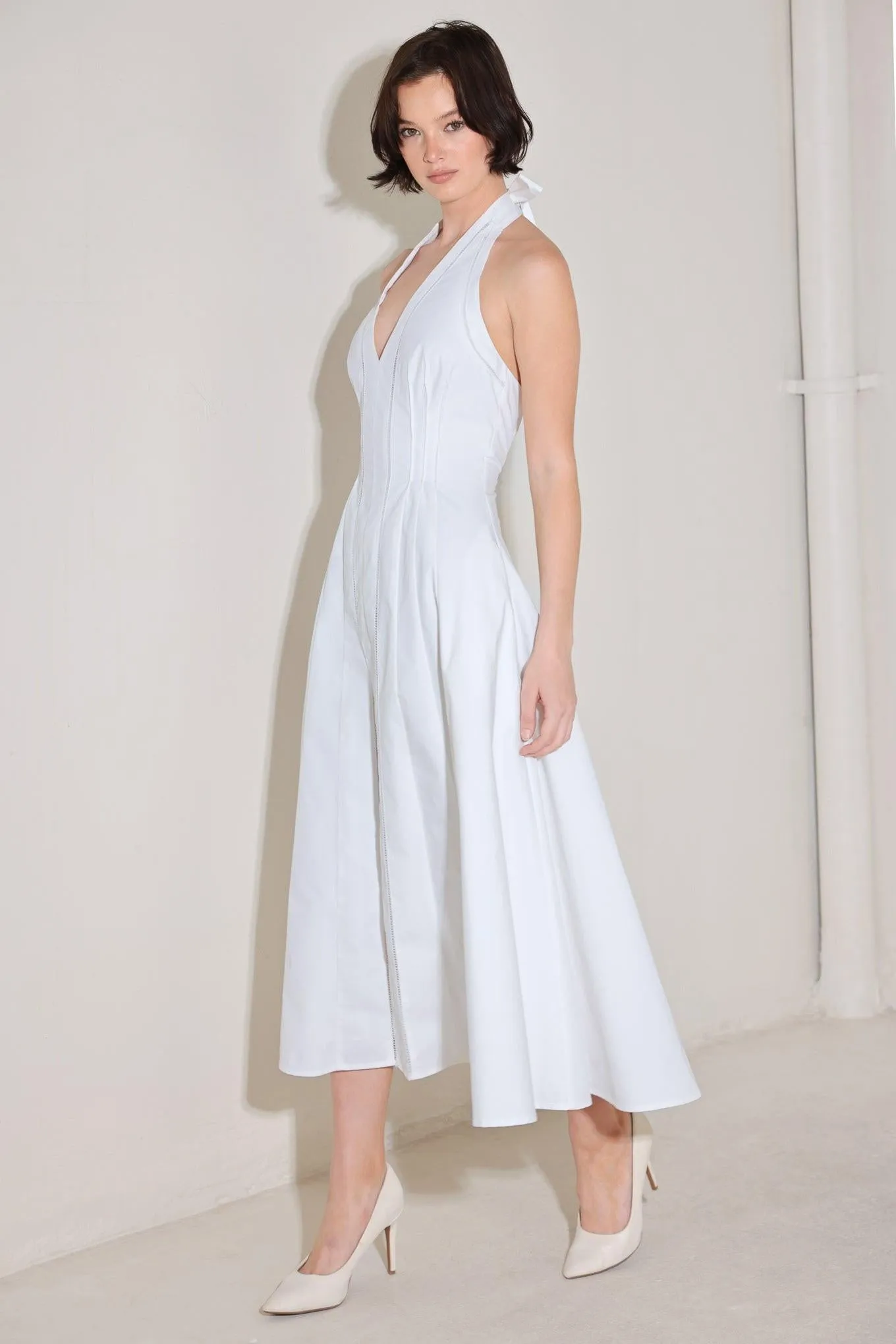 Powder Sky Halter Woven Midi Dress sold by Zulily