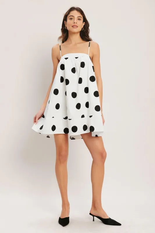 Runway Polka Woven Mini Dress made by Flying Tomato