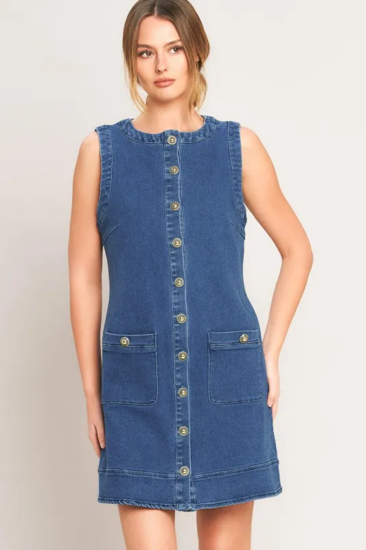 Everyday Icon Denim Shift Dress made by Flying Tomato