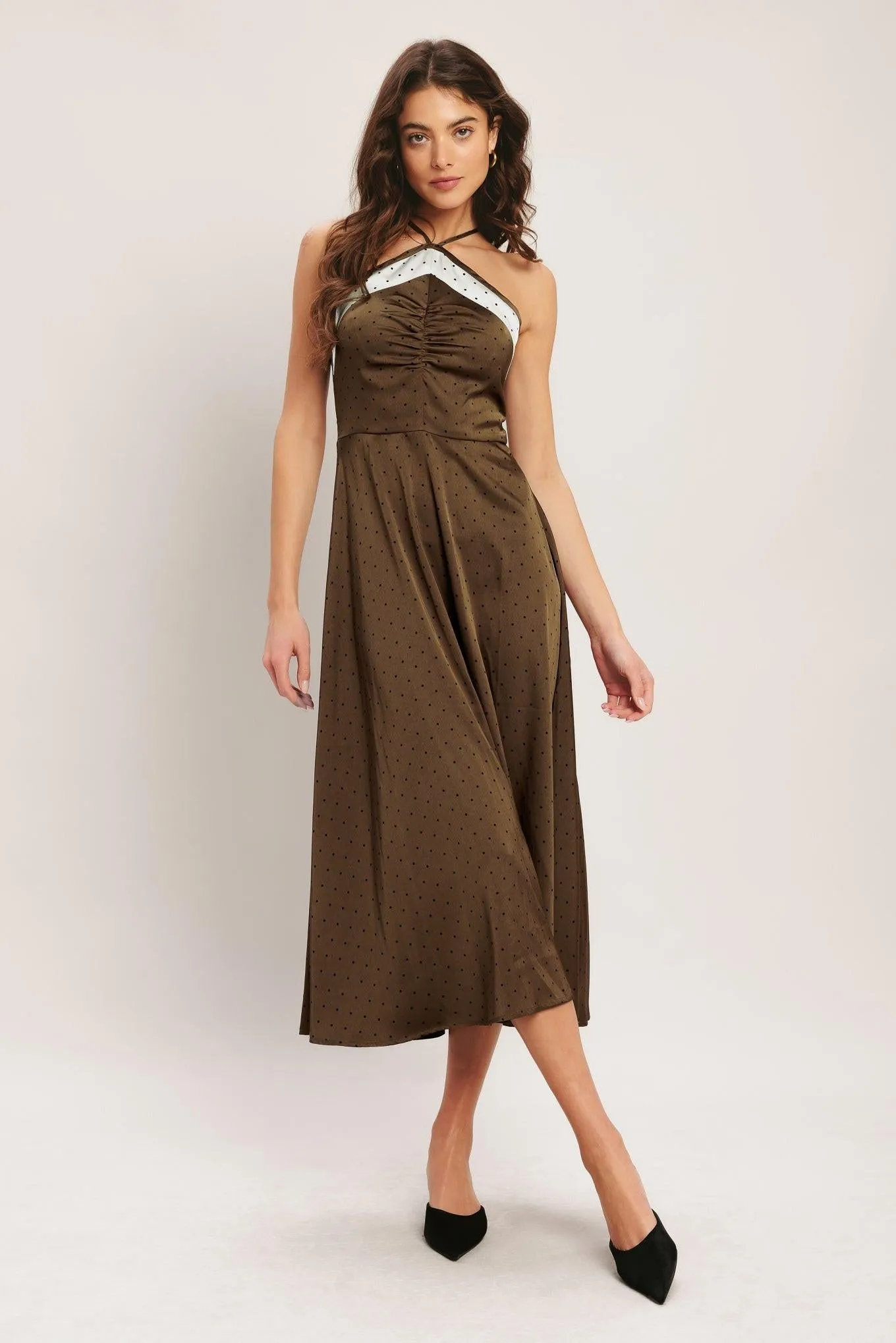 Espresso Chic Woven Satin Midi Dress sold by Zulily product image thumbnail 3