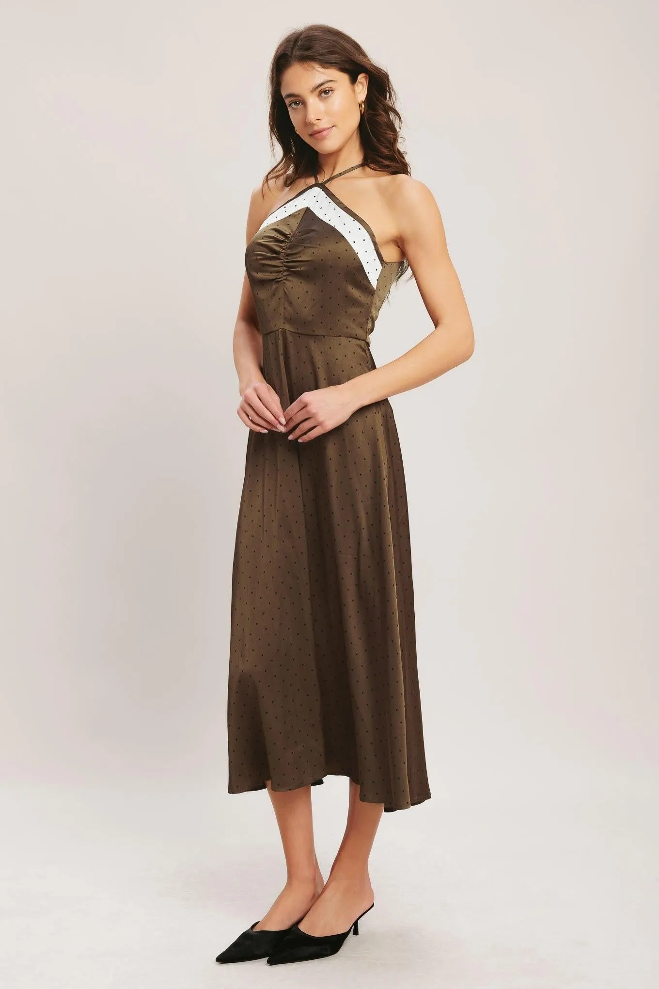 Espresso Chic Woven Satin Midi Dress sold by Zulily product image thumbnail 4