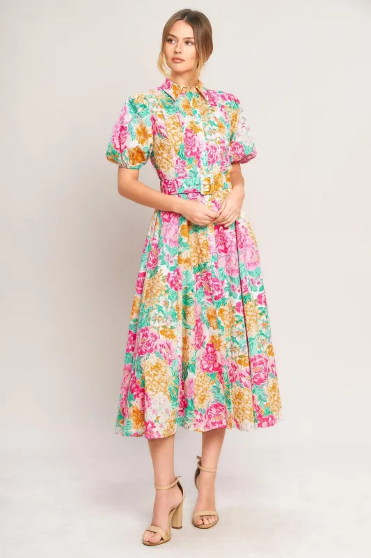 Blooming Garden Woven Midi Dress made by Flying Tomato
