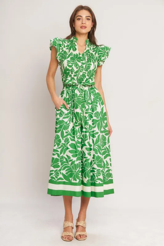 Bloom Energy Woven Midi Dress made by Flying Tomato