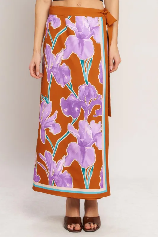 Summer Iris Woven Midi Wrap Skirt made by Flying Tomato