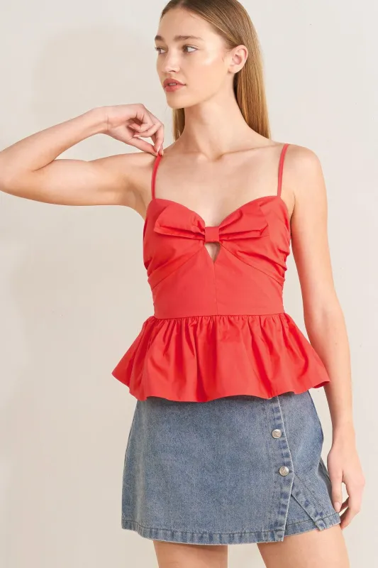 Sunset Bow Red Woven Top made by Flying Tomato