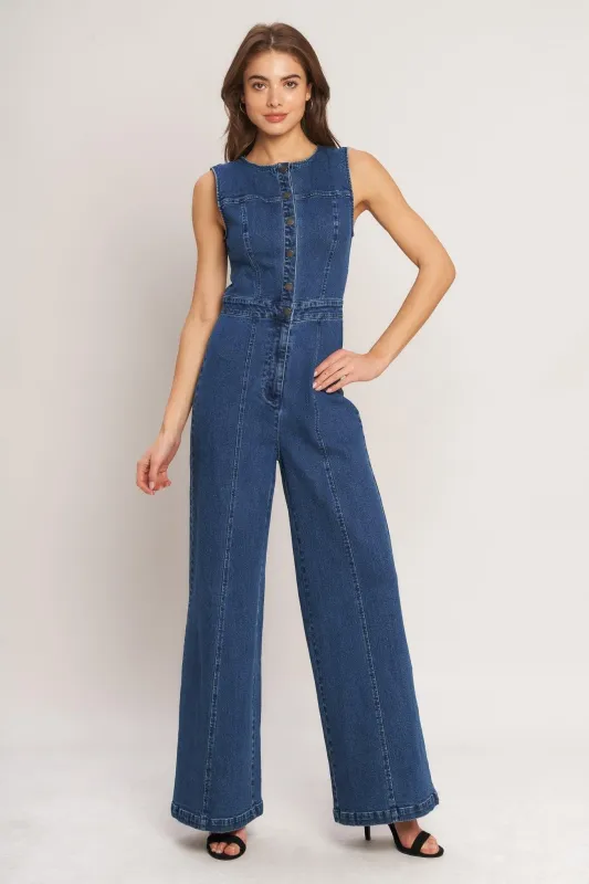City Stroll Denim Jumpsuit made by Flying Tomato