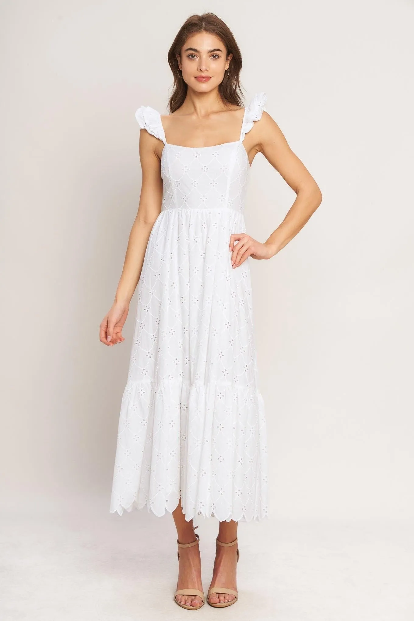 Sweet Escape Woven Eyelet Midi Dress sold by Zulily