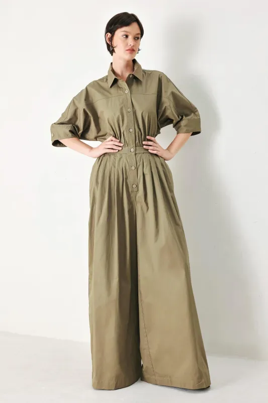 Olive Daydream Woven Jumpsuit made by Flying Tomato