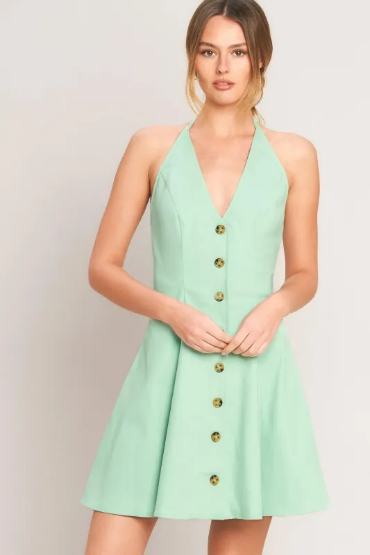 Lovely Charm Mint Woven Mini Dress made by Flying Tomato