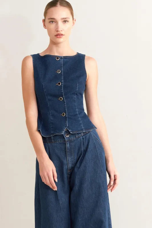 Retro Street Denim Vest made by Flying Tomato
