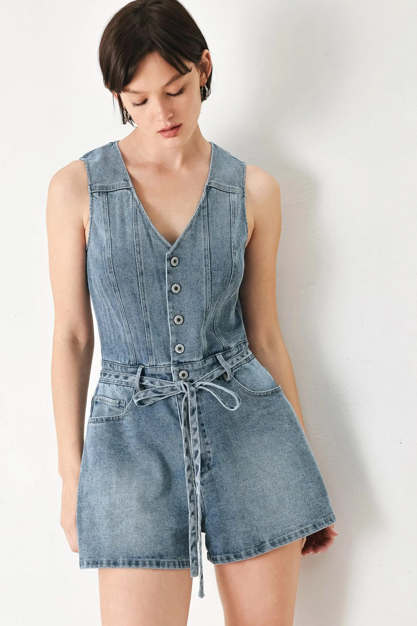 Relaxed Chic Denim Romper sold by Zulily product image thumbnail 4