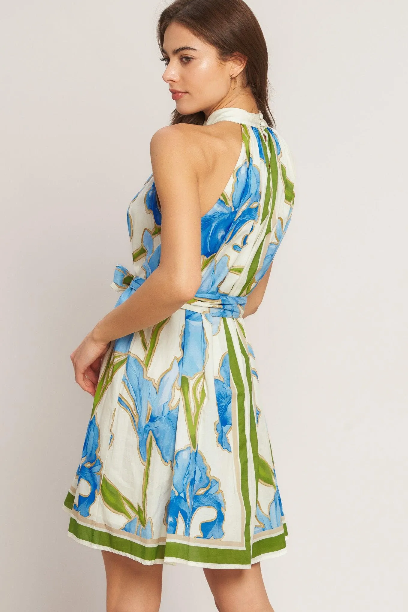 Azure Bloom Halter Woven Mini Dress sold by Zulily product image thumbnail 2