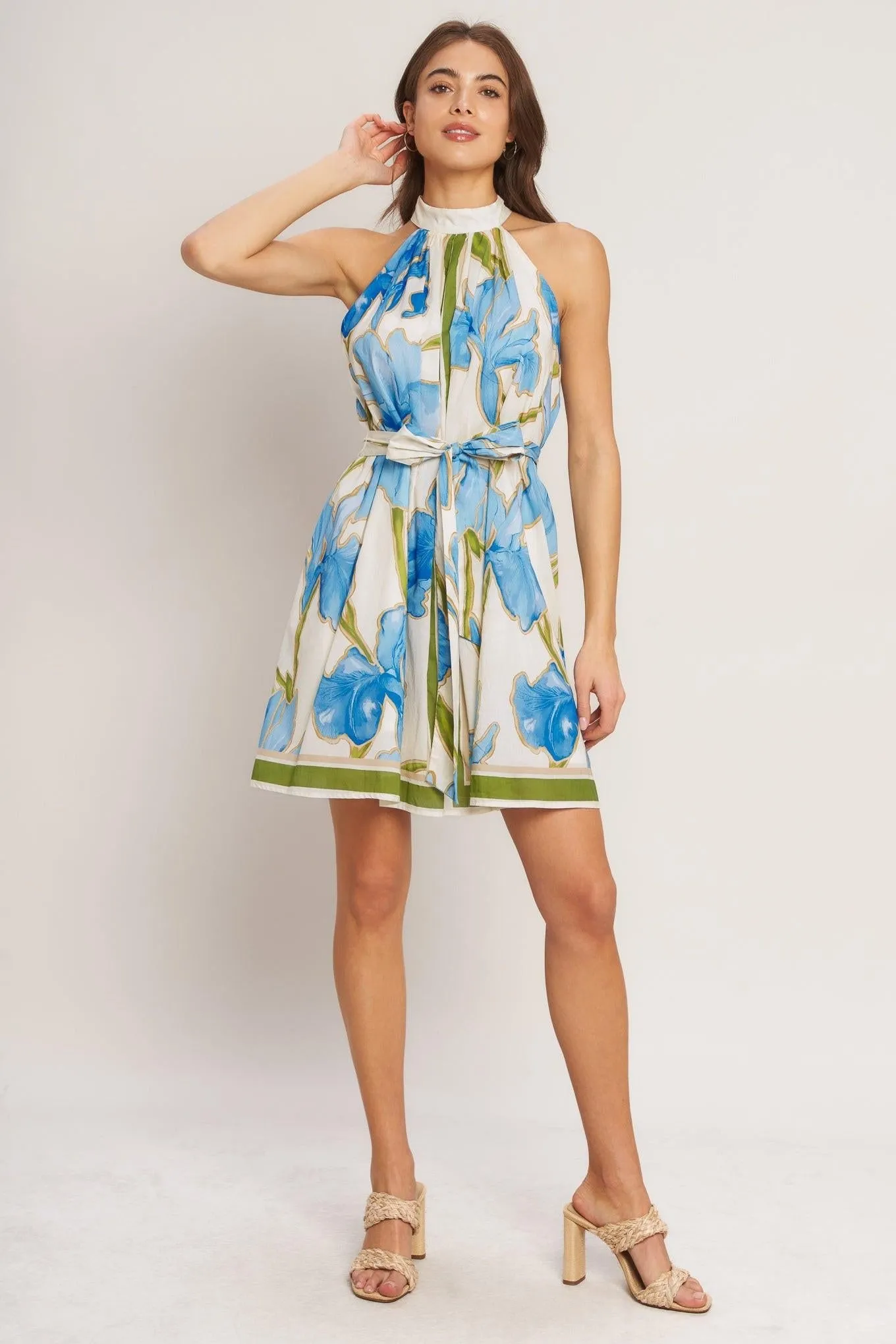Azure Bloom Halter Woven Mini Dress sold by Zulily product image thumbnail 4