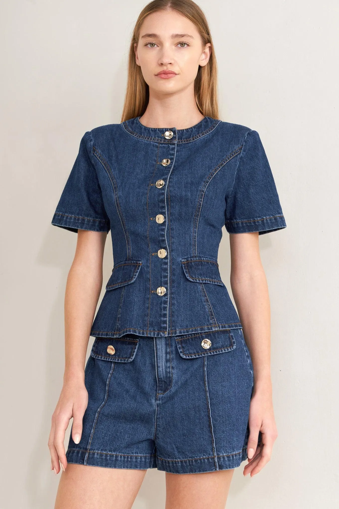 Forever Stylish Denim Top sold by Zulily product image thumbnail 5