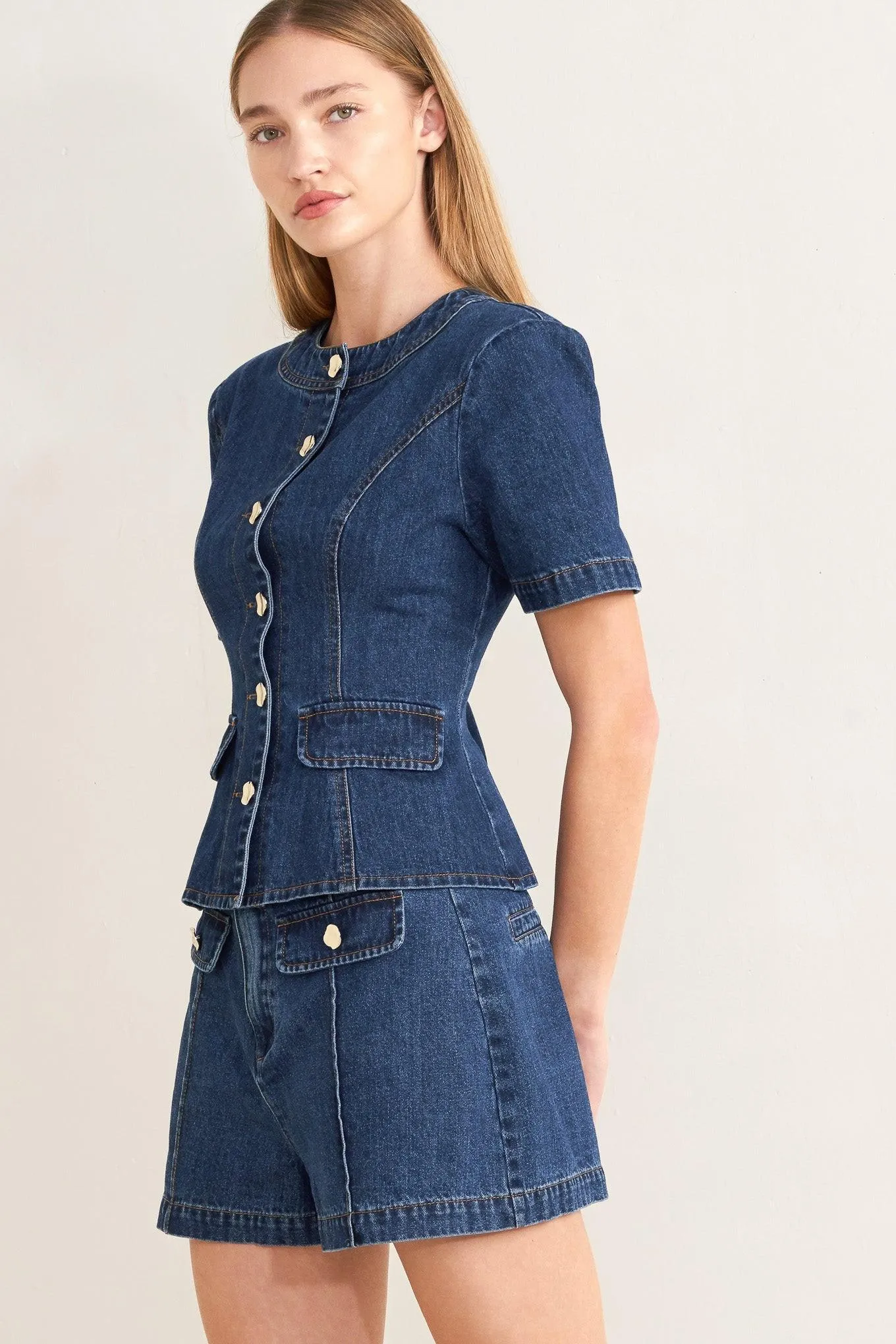 Forever Stylish Denim Top sold by Zulily product image thumbnail 4