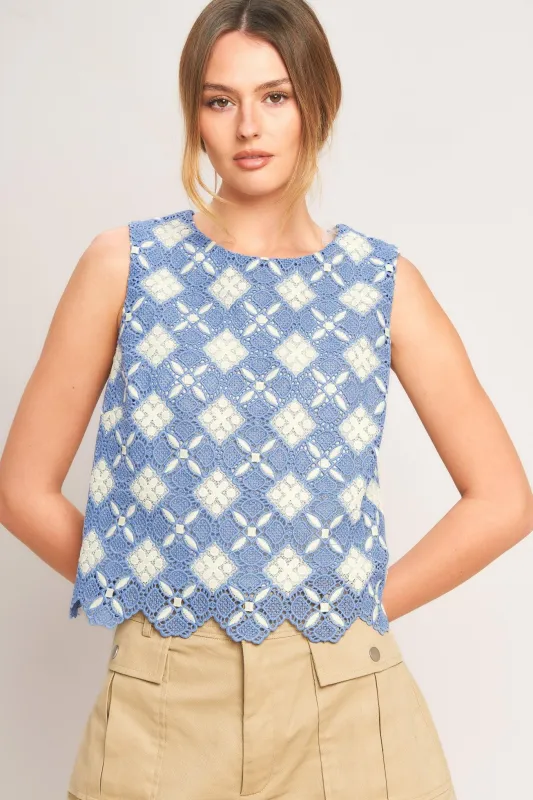 Coastal Woven Lace Top made by Flying Tomato