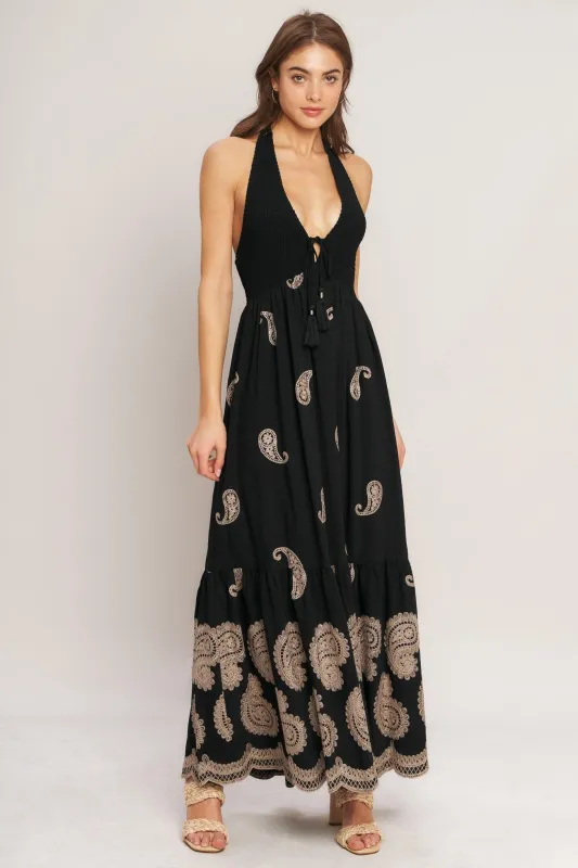 Midnight Charm Woven Midi Dress made by Flying Tomato