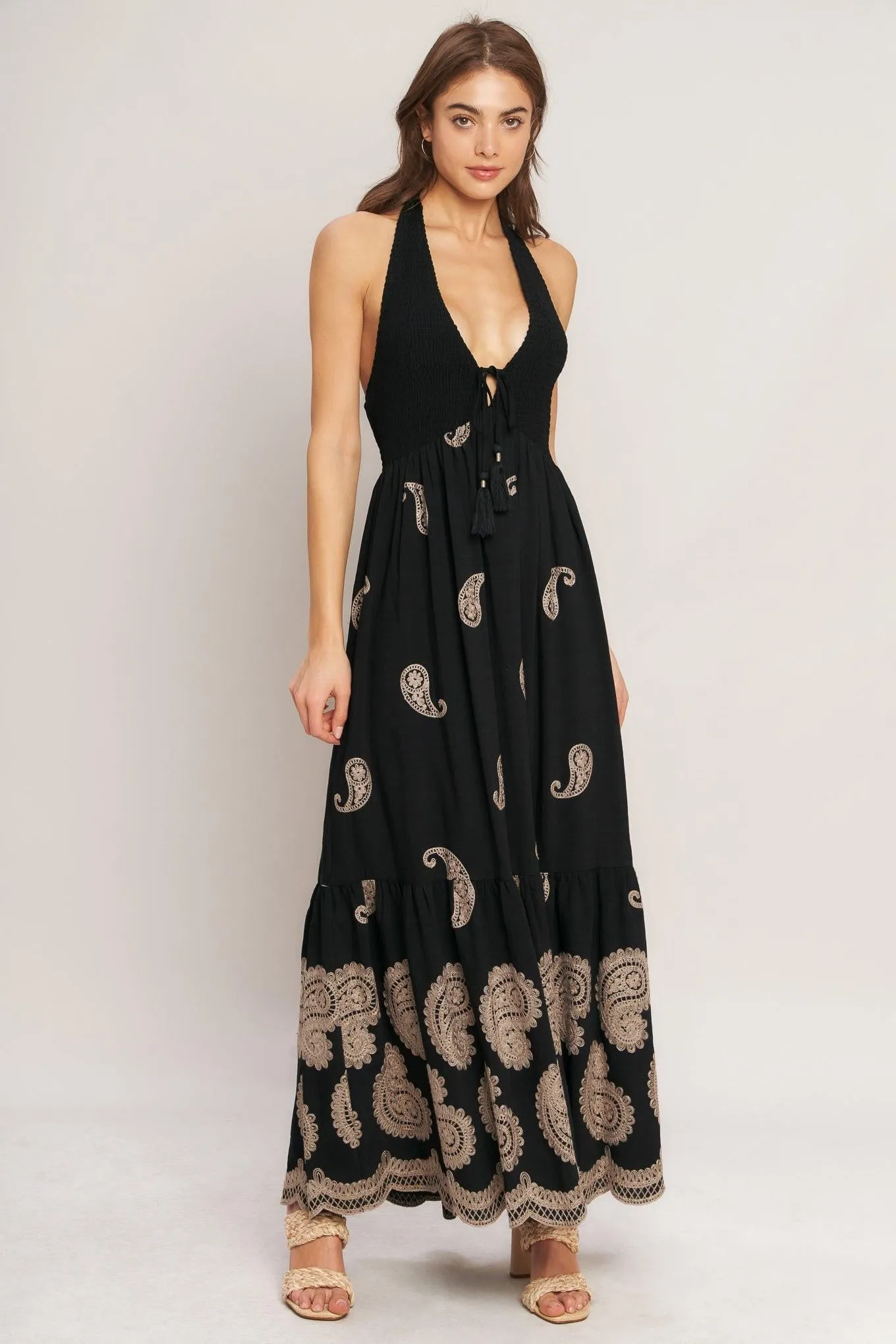 Midnight Charm Woven Midi Dress sold by Zulily