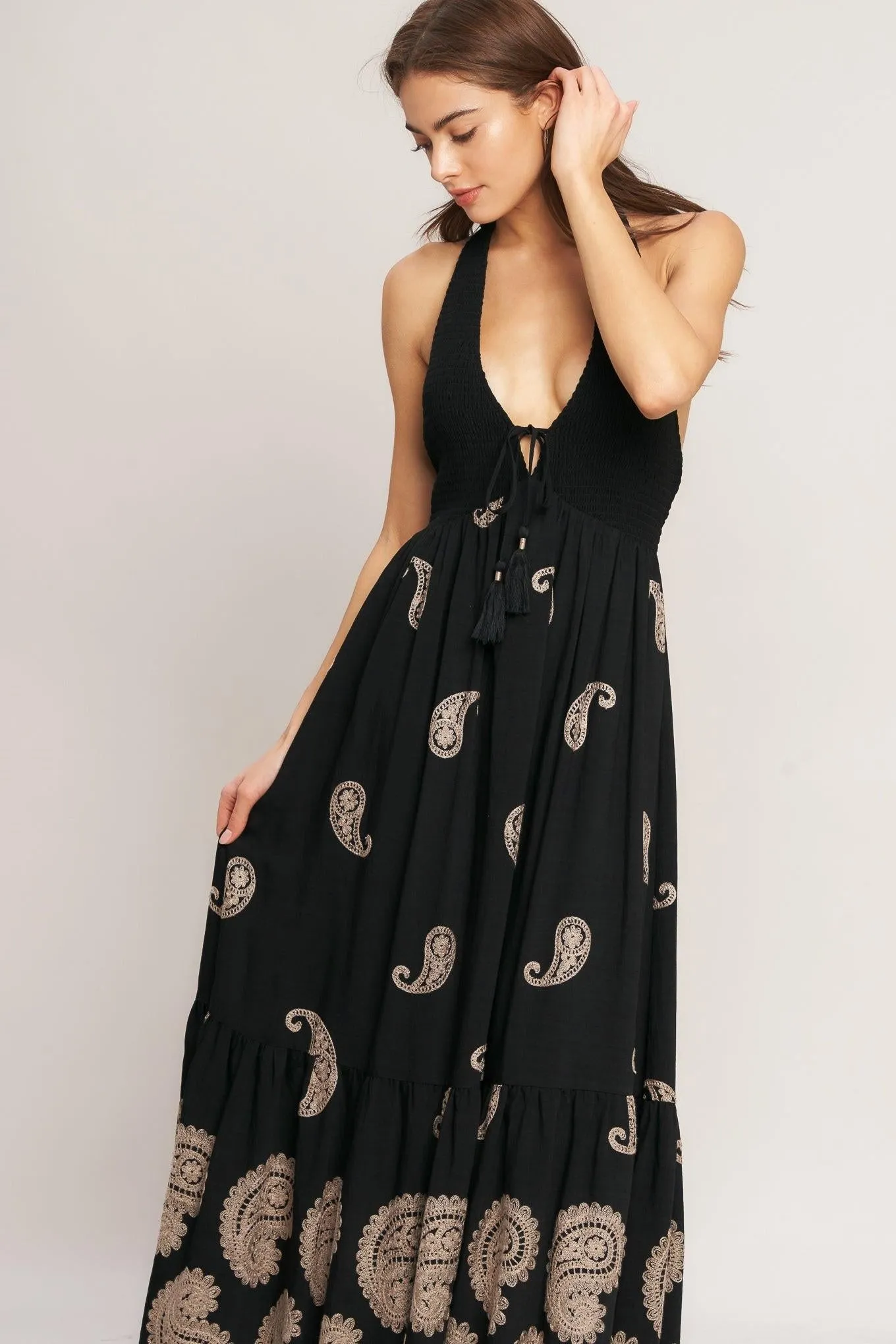 Midnight Charm Woven Midi Dress sold by Zulily product image thumbnail 3