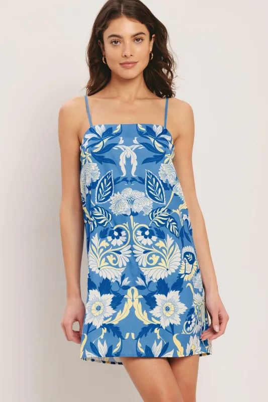 Santorini Sky Woven Mini Shift Dress made by Flying Tomato