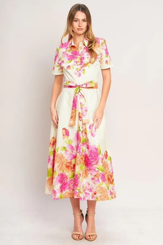 Peony Bloom Woven Midi Dress made by Flying Tomato