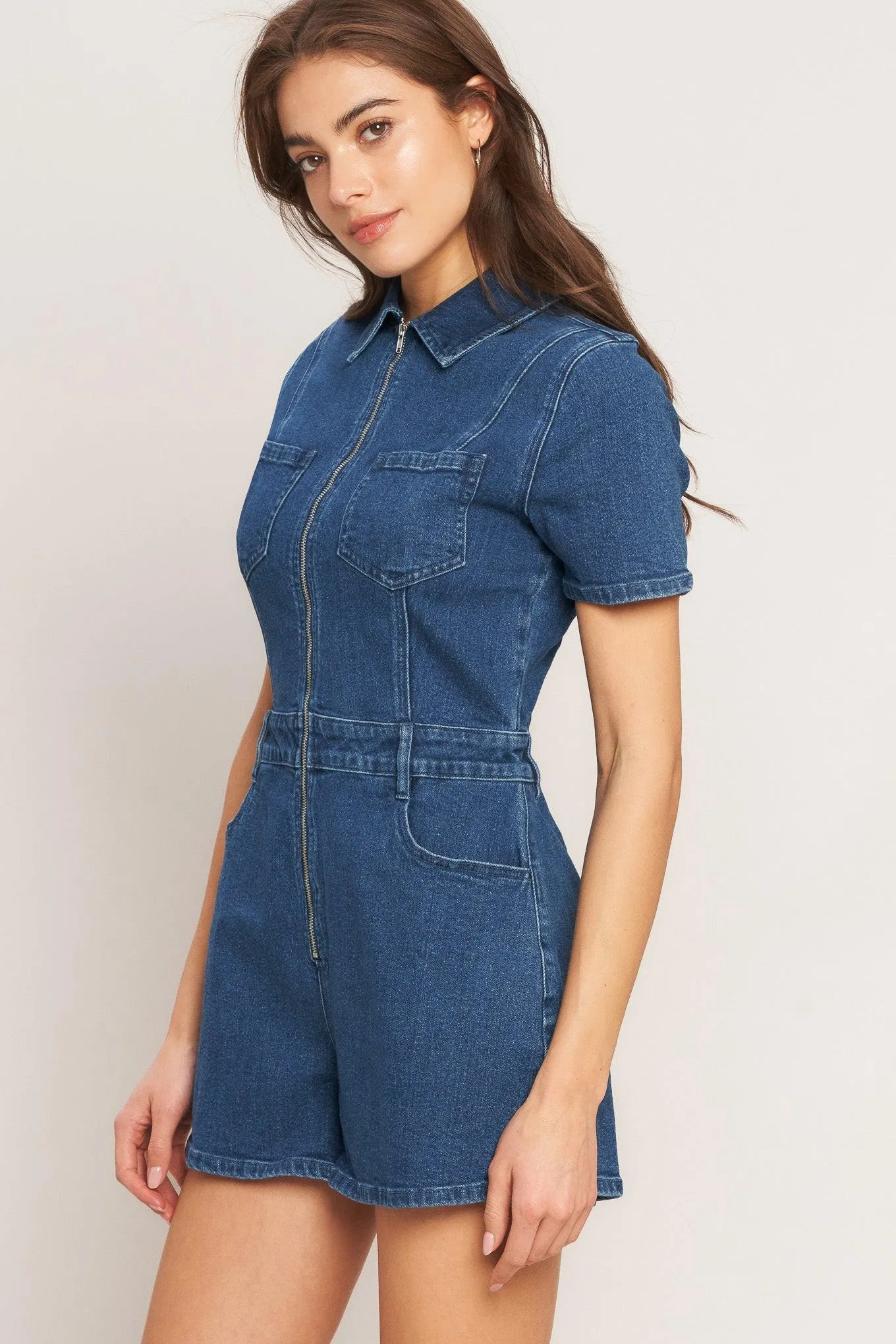 Casual Structure Denim Romper sold by Zulily product image thumbnail 5