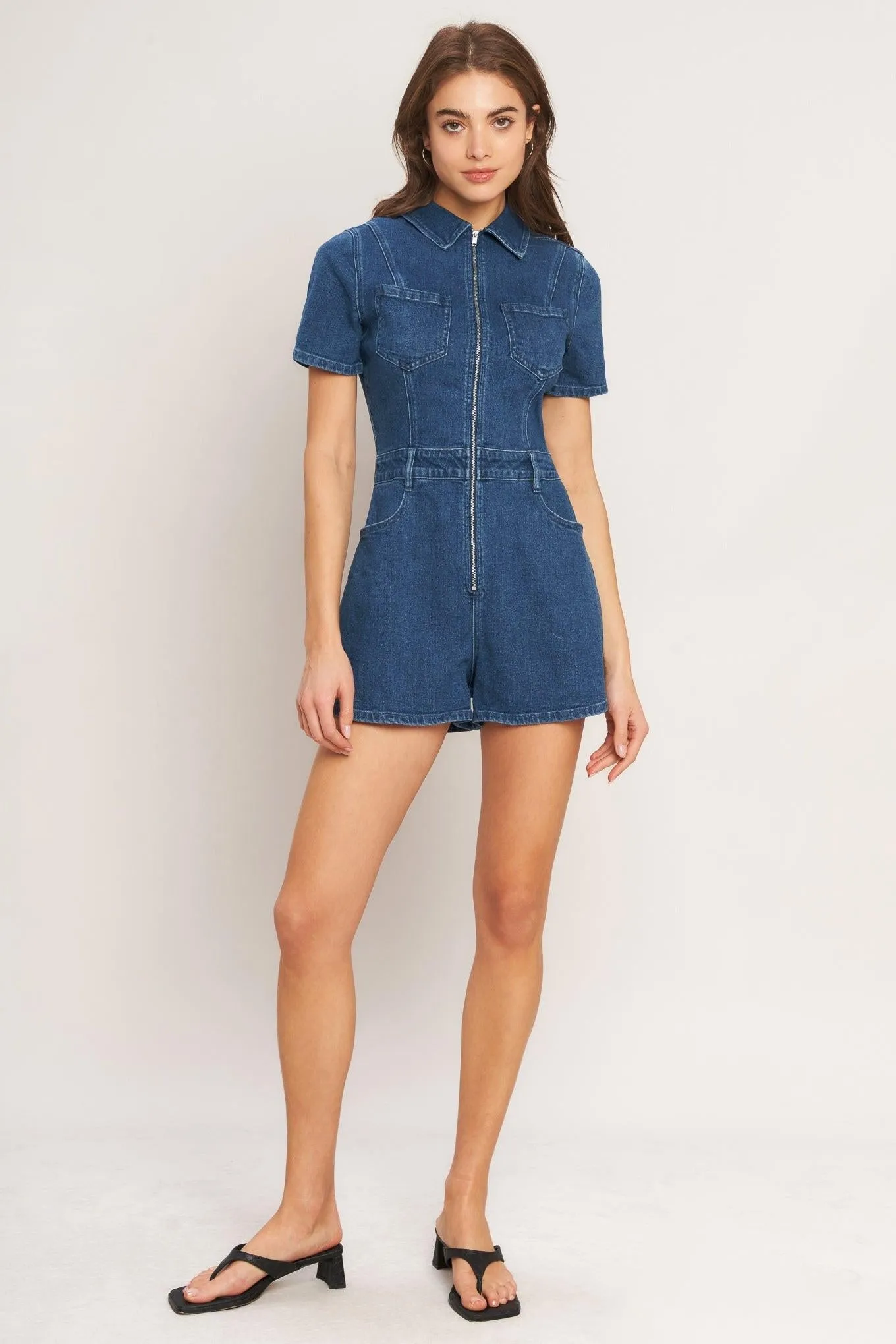 Casual Structure Denim Romper sold by Zulily product image thumbnail 4