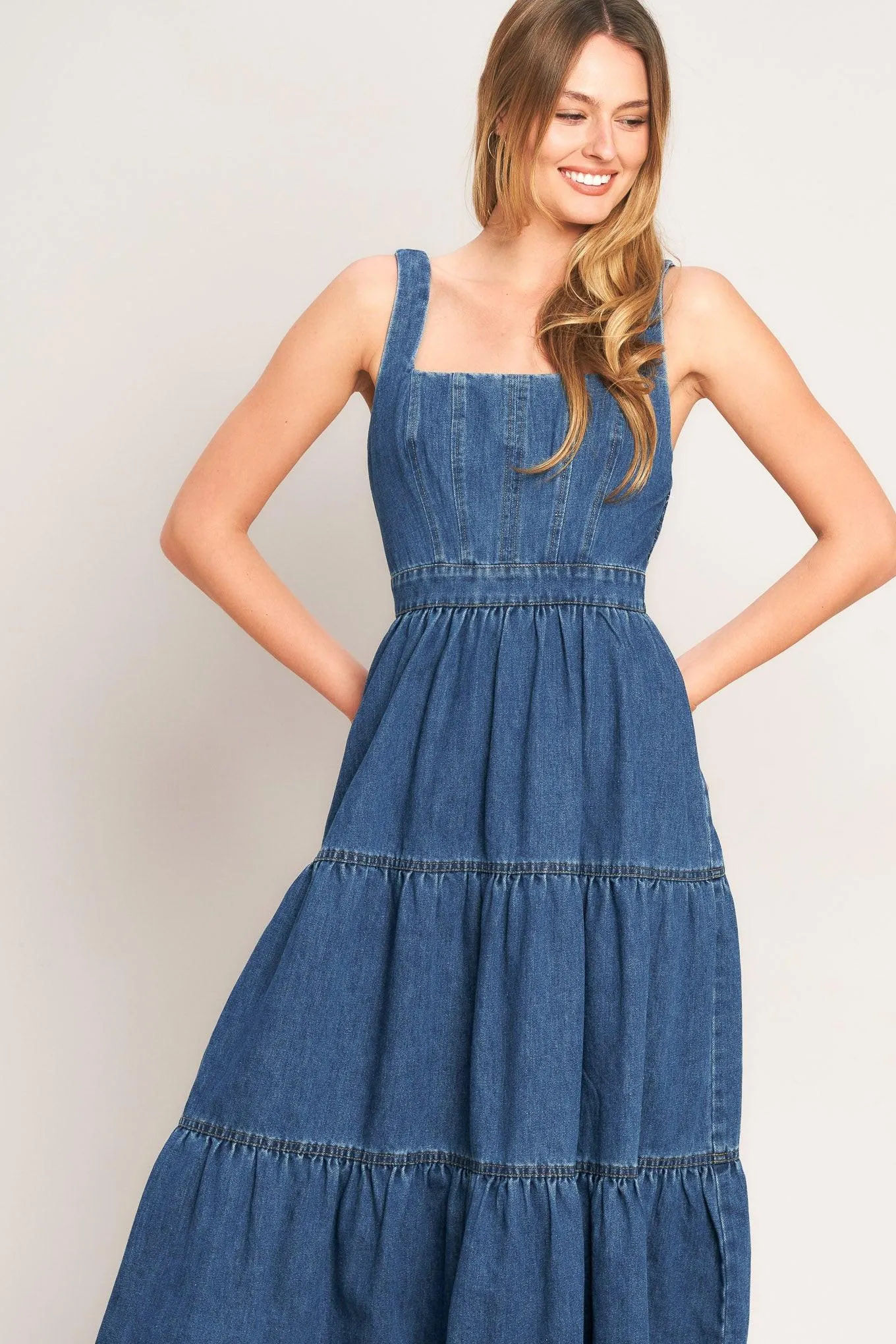 Everyday Romance Denim Midi Dress sold by Zulily product image thumbnail 4