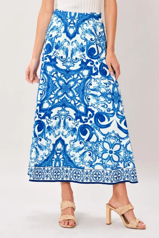 Coastal Mosaic Woven Midi Circle Skirt made by Flying Tomato
