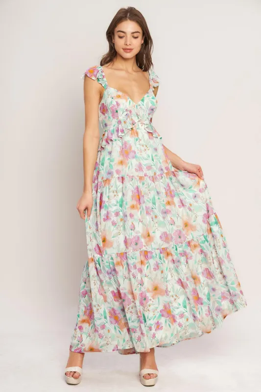 Heavenly Blossom Woven Maxi Dress made by Flying Tomato