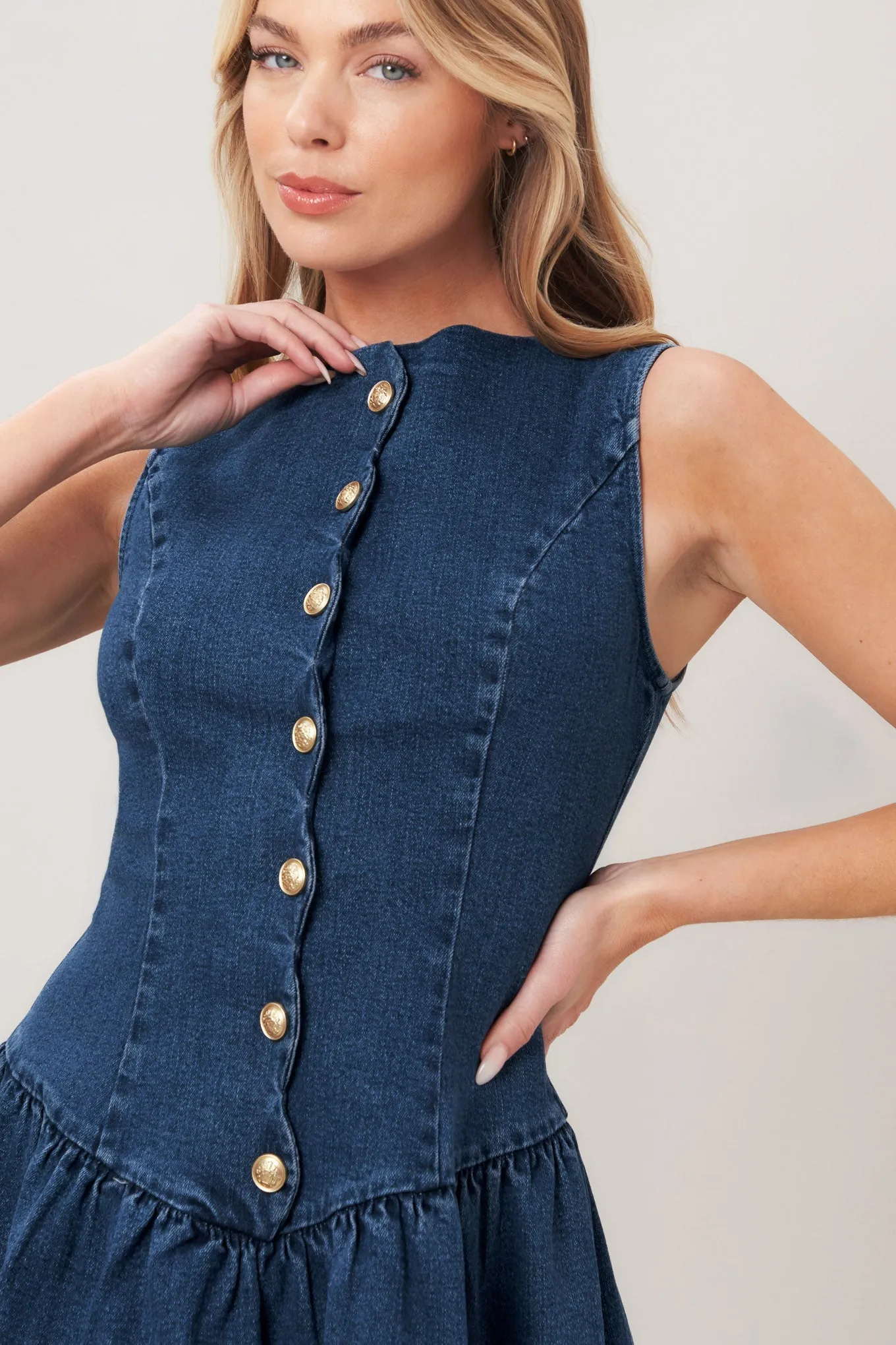 Modern Sweet Denim Mini Dress sold by Zulily product image thumbnail 5