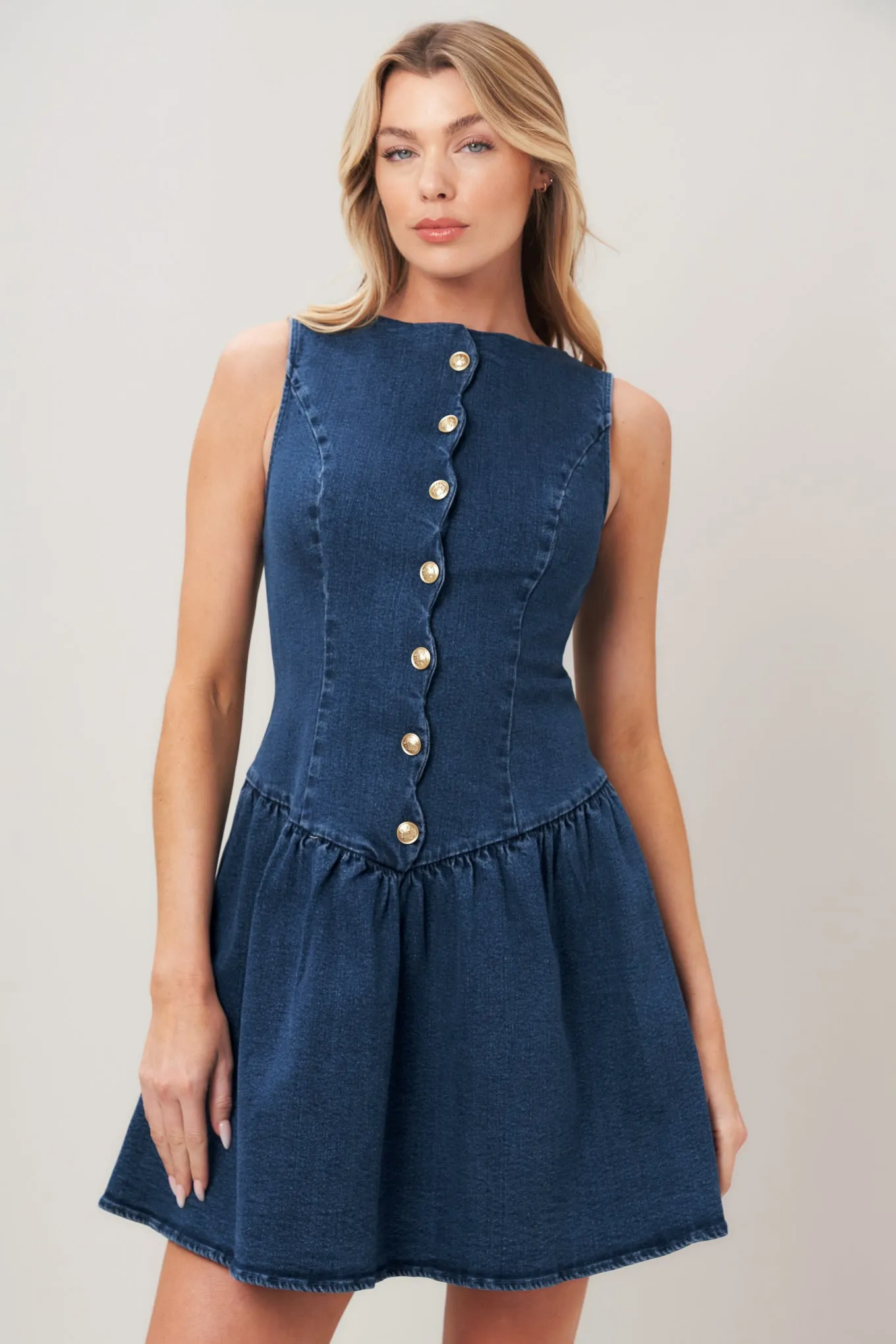 Modern Sweet Denim Mini Dress sold by Zulily product image thumbnail 4